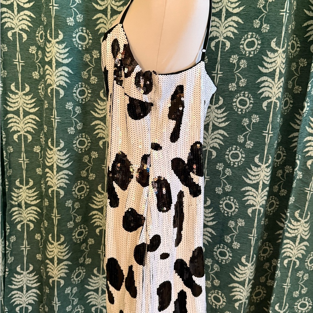 Nasty Gal White & Black Cow Print Slip Dress - Picture 6 of 8